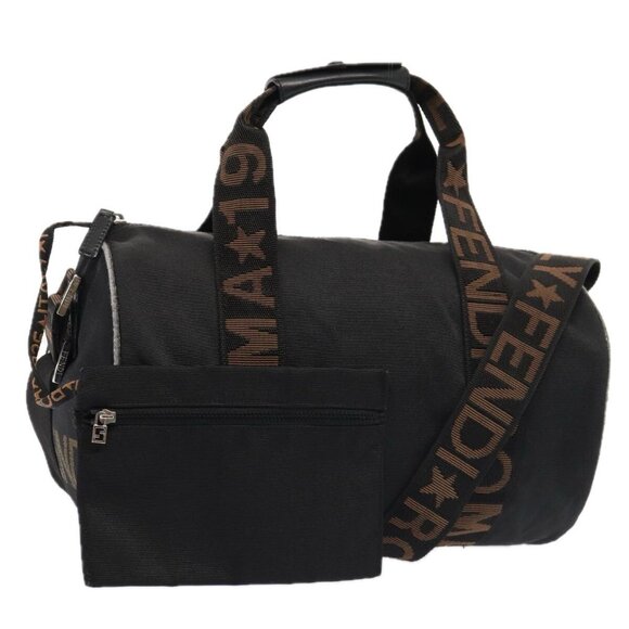 FENDI Hand Bag Canvas 2way Black Brown Auth - Picture 1 of 16